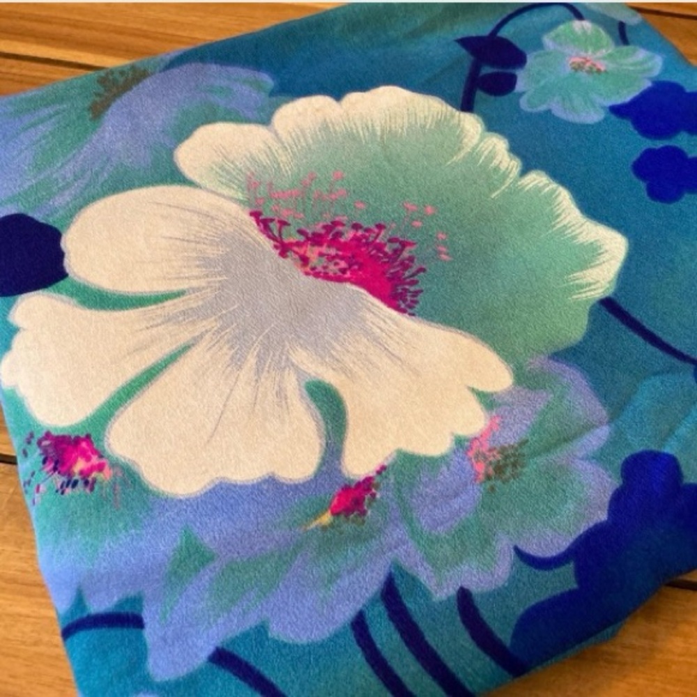 Vintage Hawaiian Fabric Floral FIVE Yards Stunning Colorway